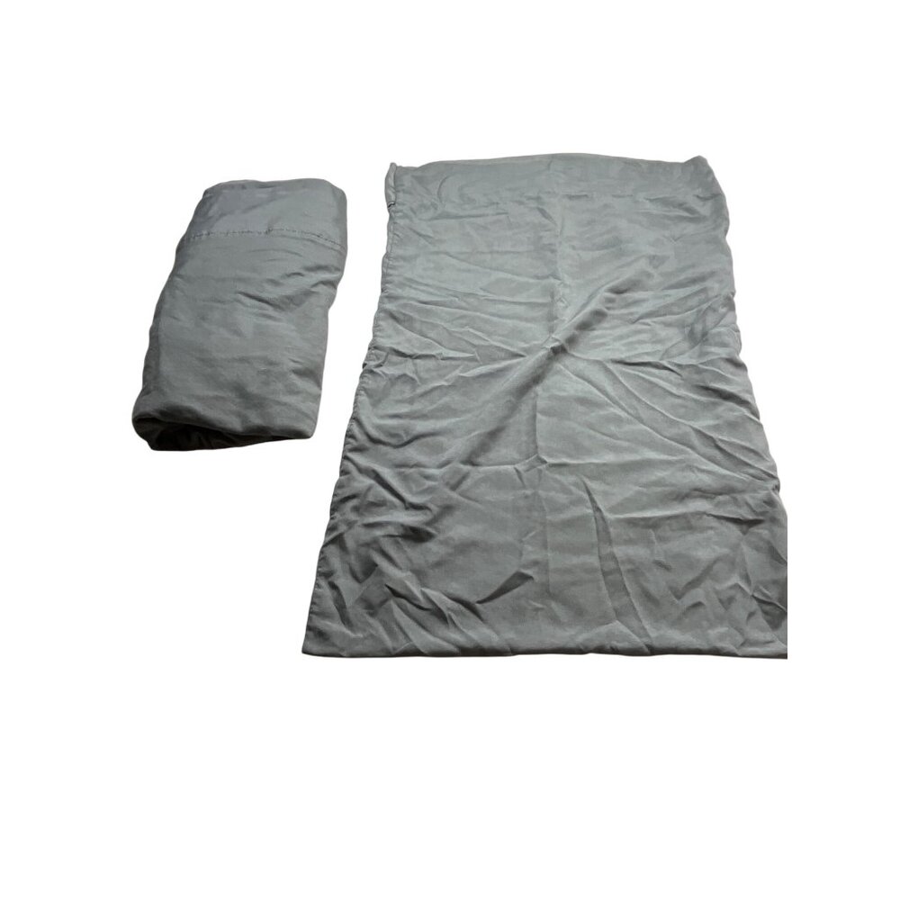 Twin Size Gray Flat Sheet & Pillowcase Set 91j